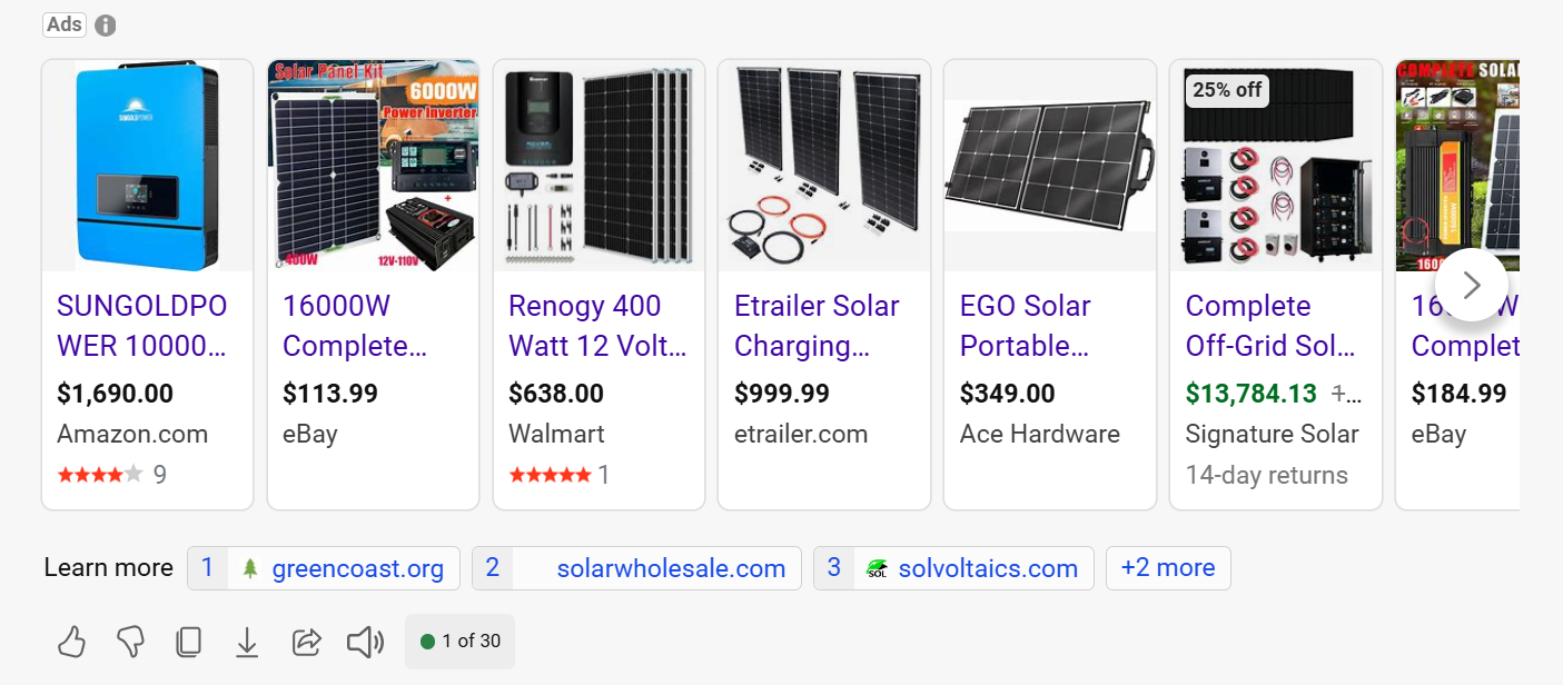 DIY Solar System SERP results on Bing
